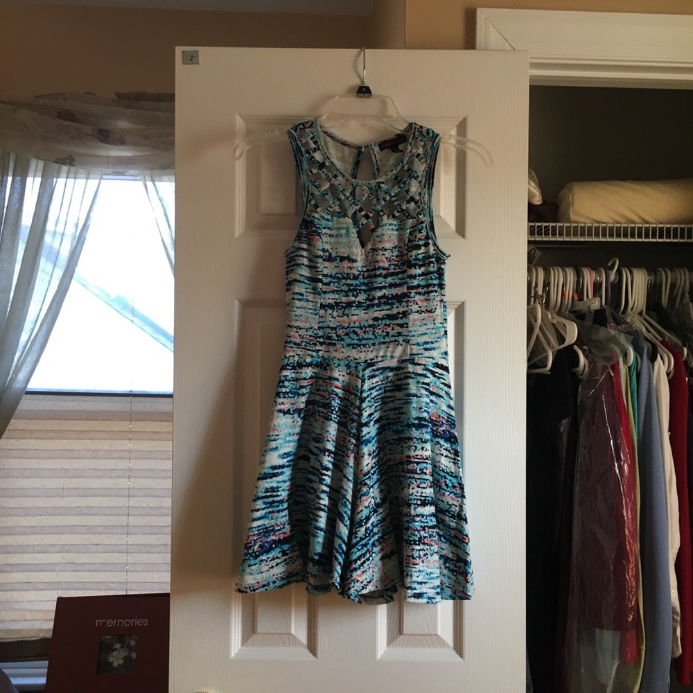Water Color Skater Dress with Cross Front